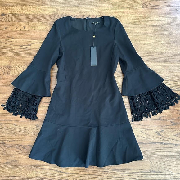 NWT Kobi Halperin Fannie Lace Bell Sleeve Dress, Black Size 6 MSRP $498 - Picture 4 of 6